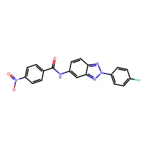 N-[2-(4-fluorophenyl)benzotriazol-5-yl]-4-nitrobenzamide structure