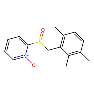 1-Oxido-2-[(2,3,6-trimethylphenyl)methylsulfinyl]pyridin-1-ium structure