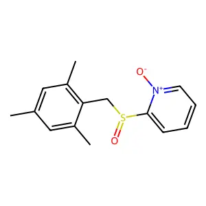 1-Oxido-2-[(2,4,6-trimethylphenyl)methylsulfinyl]pyridin-1-ium structure