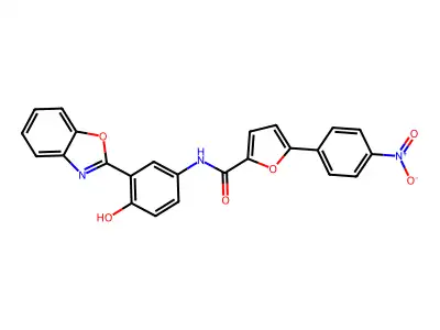 N-[3-(1,3-Benzoxazol-2-YL)-4-hydroxyphenyl]-5-(4-nitrophenyl)furan-2-carboxamide structure
