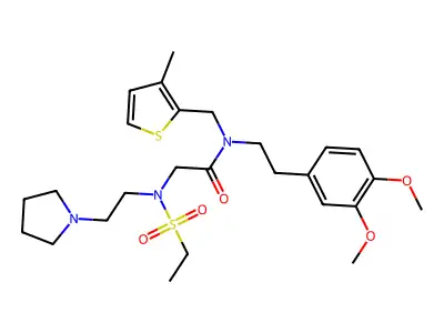 N-[2-(3,4-Dimethoxyphenyl)ethyl]-N~2~-(ethanesulfonyl)-N-[(3-methylthiophen-2-yl)methyl]-N~2~-[2-(pyrrolidin-1-yl)ethyl]glycinamide structure