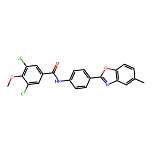 3,5-dichloro-4-methoxy-N-[4-(5-methyl-1,3-benzoxazol-2-yl)phenyl]benzamide structure