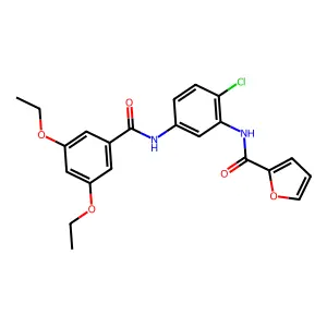 N-[2-chloro-5-[(3,5-diethoxybenzoyl)amino]phenyl]furan-2-carboxamide structure