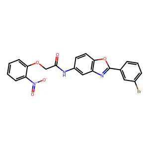 N-[2-(3-bromophenyl)-1,3-benzoxazol-5-yl]-2-(2-nitrophenoxy)acetamide structure