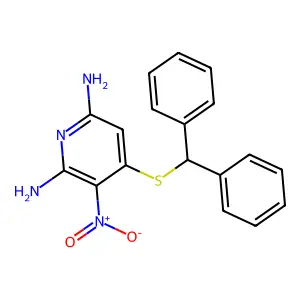 4-[(Diphenylmethyl)sulfanyl]-3-nitropyridine-2,6-diamine structure