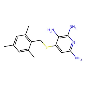 4-{[(2,4,6-Trimethylphenyl)methyl]sulfanyl}pyridine-2,3,6-triamine structure