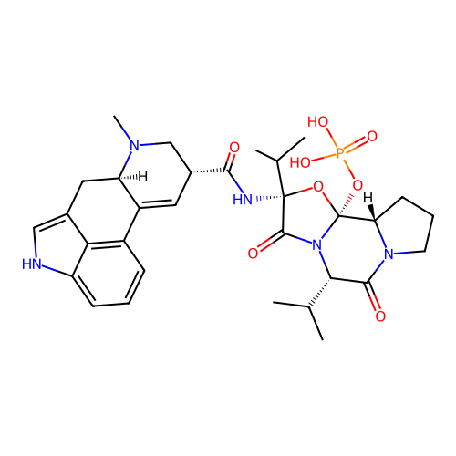 12'-Hydroxy-2',5'alpha-diisopropylergotaman-3',6',18-trione phosphate structure
