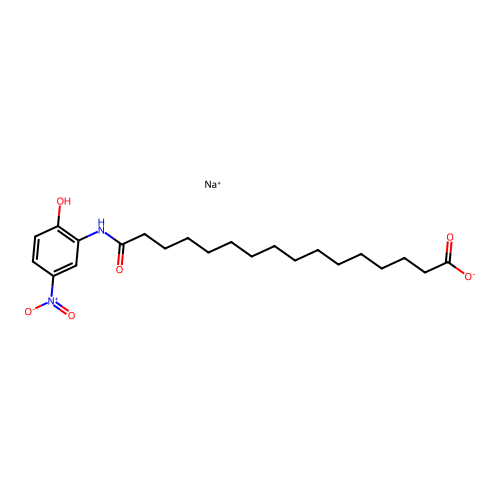 Sodium N-(2-hydroxy-5-nitrophenyl)palmitamidate structure