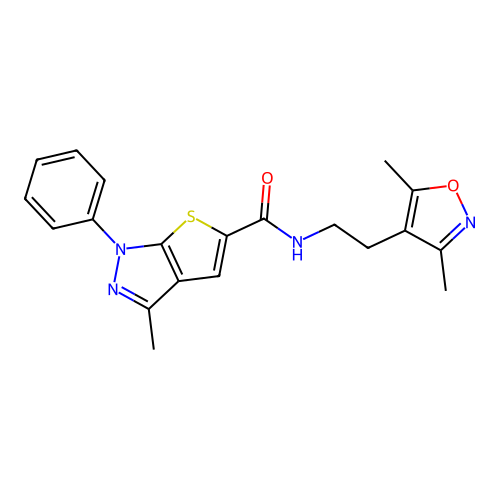 1H-Thieno[2,3-c]pyrazole-5-carboxamide, N-[2-(3,5-dimethyl-4-isoxazolyl)ethyl]-3-methyl-1-phenyl- (9CI) structure