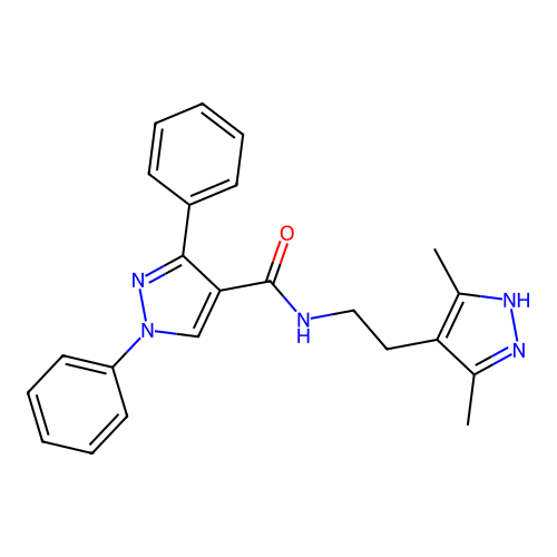 N-[2-(3,5-dimethyl-1H-pyrazol-4-yl)ethyl]-1,3-diphenylpyrazole-4-carboxamide structure