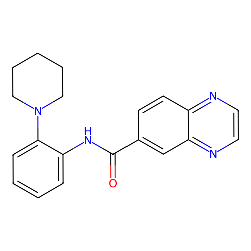 Quinoxaline-6-carboxylic acid (2-piperidin-1-yl-phenyl)-amide structure