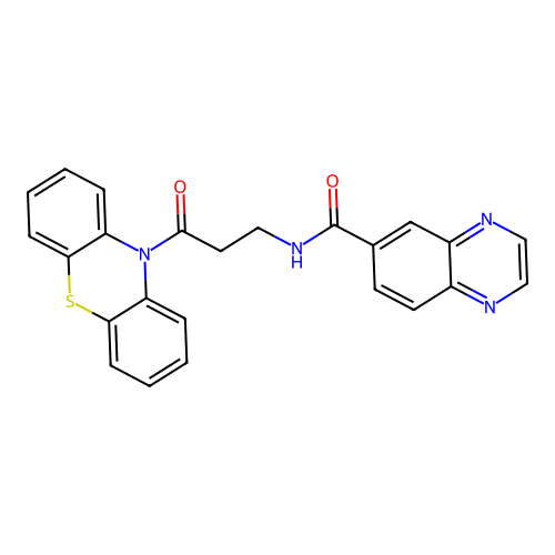 N-(3-oxo-3-phenothiazin-10-ylpropyl)quinoxaline-6-carboxamide structure
