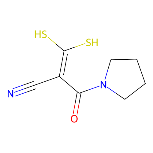 2-(Pyrrolidine-1-carbonyl)-3,3-bis(sulfanyl)prop-2-enenitrile structure