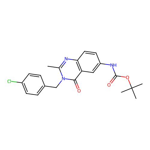 tert-butyl N-[3-[(4-chlorophenyl)methyl]-2-methyl-4-oxoquinazolin-6-yl]carbamate structure