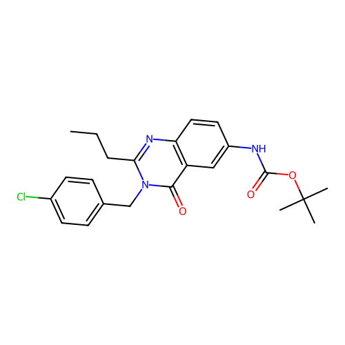 tert-butyl N-[3-[(4-chlorophenyl)methyl]-4-oxo-2-propylquinazolin-6-yl]carbamate structure
