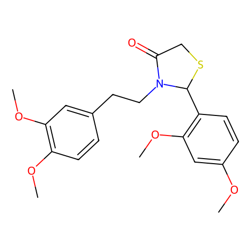 2-(2,4-Dimethoxyphenyl)-3-[2-(3,4-dimethoxyphenyl)ethyl]-1,3-thiazolidin-4-one structure
