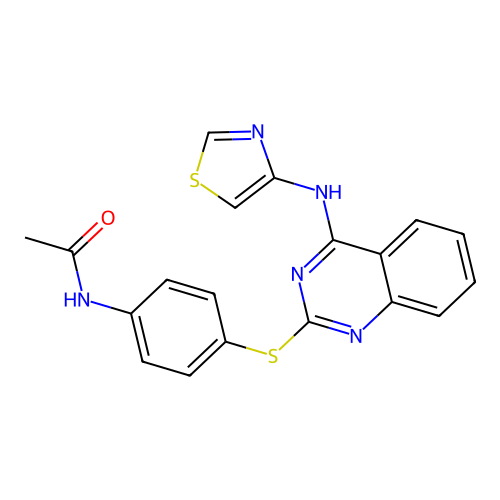 Acetamide, N-[4-[[4-(4-thiazolylamino)-2-quinazolinyl]thio]phenyl]- structure