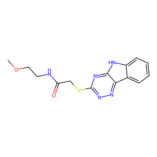 Acetamide,N-(2-methoxyethyl)-2-(2H-1,2,4-triazino[5,6-B]indol-3-ylthio)- structure