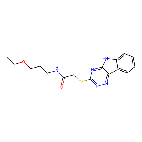 Acetamide,N-(3-ethoxypropyl)-2-(2H-1,2,4-triazino[5,6-B]indol-3-ylthio)- structure