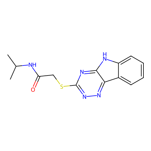 N-propan-2-yl-2-(5H-[1,2,4]triazino[5,6-b]indol-3-ylsulfanyl)acetamide structure