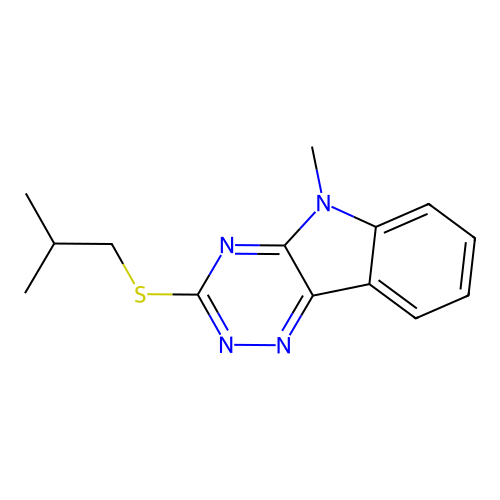2-Isobutylsulfanyl-9-methyl-9H-1,3,4,9-tetraaza-fluorene structure