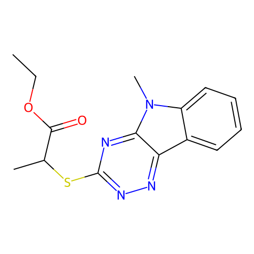 ethyl 2-[(5-methyl-5H-[1,2,4]triazino[5,6-b]indol-3-yl)sulfanyl]propanoate structure