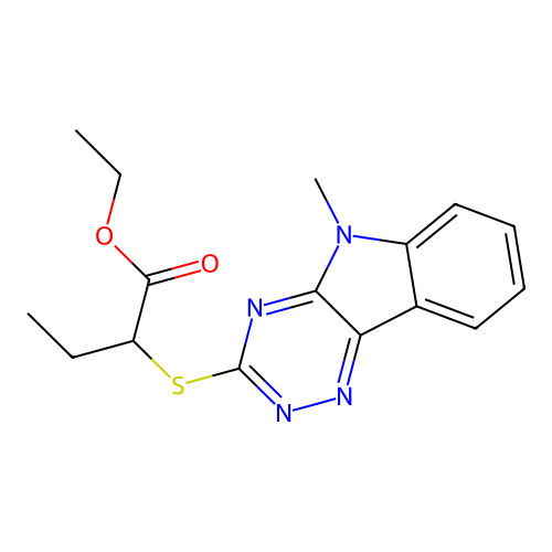 Ethyl 2-[(5-methyl-[1,2,4]triazino[5,6-b]indol-3-yl)sulfanyl]butanoate structure