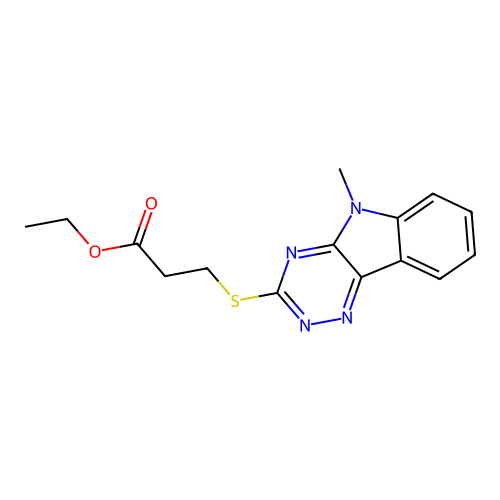 ethyl 3-[(5-methyl-5H-[1,2,4]triazino[5,6-b]indol-3-yl)sulfanyl]propanoate structure