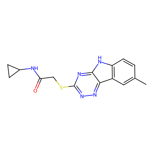 Acetamide,N-cyclopropyl-2-[(8-methyl-2H-1,2,4-triazino[5,6-B]indol-3-YL)thio]- structure