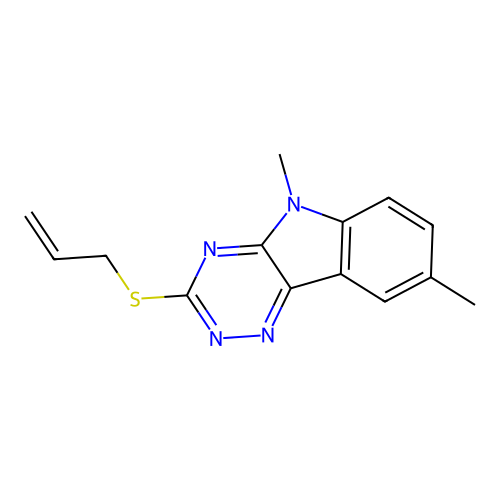 5,8-Dimethyl-3-prop-2-enylsulfanyl-[1,2,4]triazino[5,6-b]indole structure