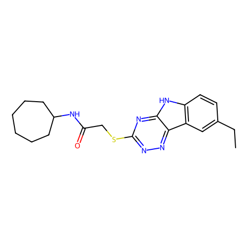 Acetamide,N-cycloheptyl-2-[(8-ethyl-2H-1,2,4-triazino[5,6-B]indol-3-YL)thio]- structure