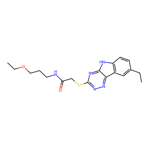 ACETAMIDE,N-(3-ETHOXYPROPYL)-2-[(8-ETHYL-2H-1,2,4-TRIAZINO[5,6-B]INDOL-3-YL)THIO]- structure