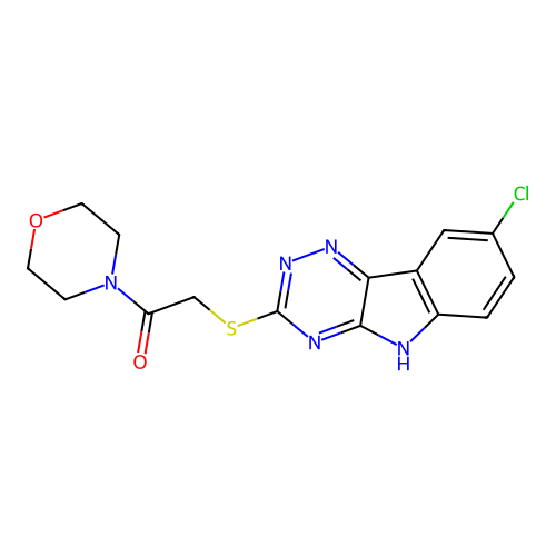 Morpholine, 4-[[(8-chloro-2H-1,2,4-triazino[5,6-B]indol-3-YL)thio]acetyl]- structure