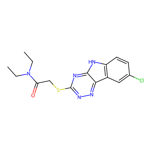 Acetamide,2-[(8-chloro-2H-1,2,4-triazino[5,6-B]indol-3-YL)thio]-N,N-diethyl- structure