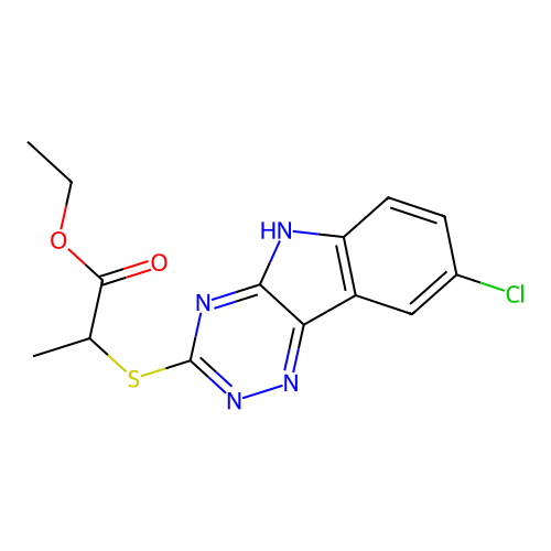 ethyl 2-[(8-chloro-5H-[1,2,4]triazino[5,6-b]indol-3-yl)sulfanyl]propanoate structure