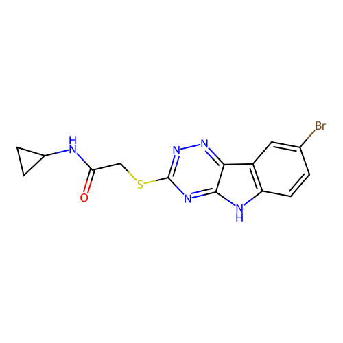 Acetamide,2-[(8-bromo-2H-1,2,4-triazino[5,6-B]indol-3-YL)thio]-N-cyclopropyl- structure