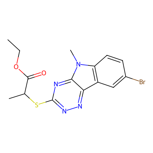 Ethyl 2-[(8-bromo-5-methyl-[1,2,4]triazino[5,6-b]indol-3-yl)sulfanyl]propanoate structure