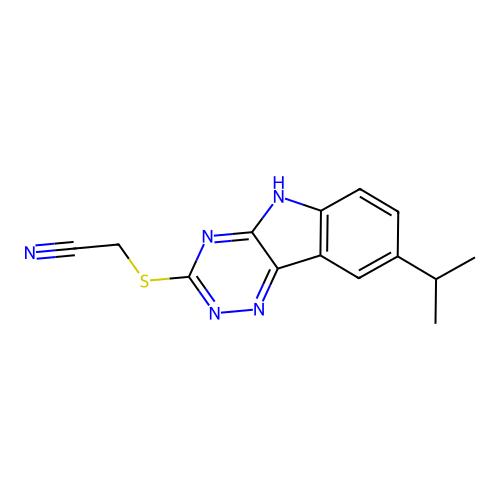 Acetonitrile,[[8-(isopropyl)-2H-1,2,4-triazino[5,6-B]indol-3-YL]thio]- structure