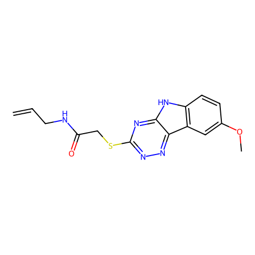 Acetamide,2-[(8-methoxy-2H-1,2,4-triazino[5,6-B]indol-3-YL)thio]-N-2-allyl- structure