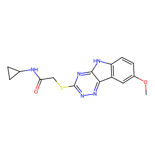 N-Cyclopropyl-2-(6-methoxy-9H-1,3,4,9-tetraaza-fluoren-2-ylsulfanyl)-acetamide structure