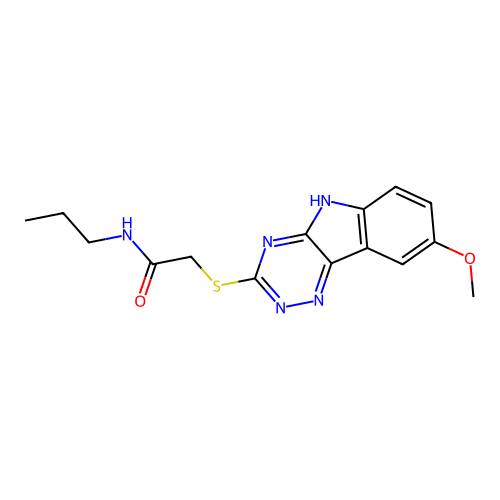 Acetamide,2-[(8-methoxy-2H-1,2,4-triazino[5,6-B]indol-3-YL)thio]-N-propyl- structure