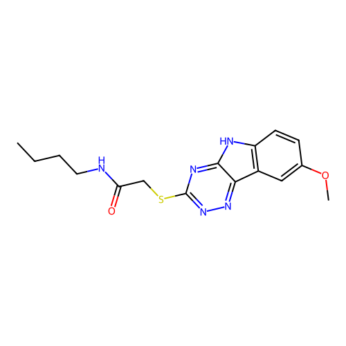 Acetamide,N-butyl-2-[(8-methoxy-2H-1,2,4-triazino[5,6-B]indol-3-YL)thio]- structure