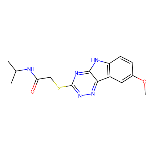 Acetamide,2-[(8-methoxy-2H-1,2,4-triazino[5,6-B]indol-3-YL)thio]-N-(isopropyl)- structure