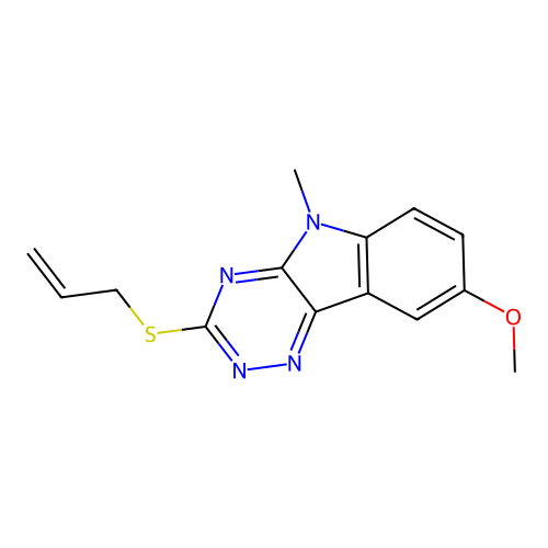 8-Methoxy-5-methyl-3-prop-2-enylsulfanyl-[1,2,4]triazino[5,6-b]indole structure