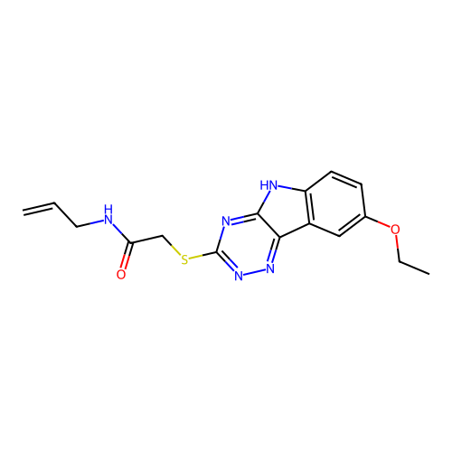 Acetamide,2-[(8-ethoxy-2H-1,2,4-triazino[5,6-B]indol-3-YL)thio]-N-2-allyl- structure