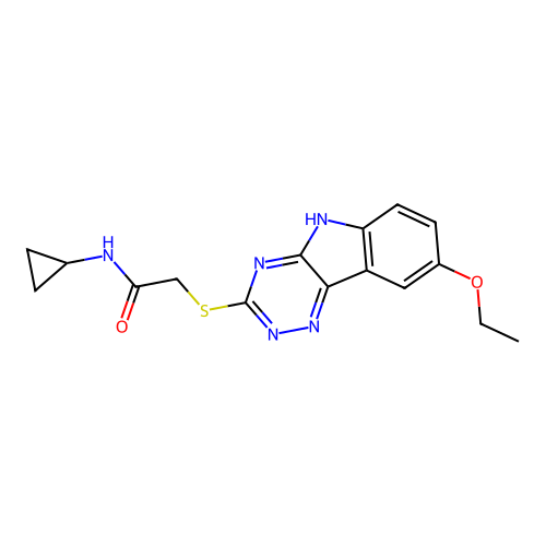 N-Cyclopropyl-2-(6-ethoxy-9H-1,3,4,9-tetraaza-fluoren-2-ylsulfanyl)-acetamide structure