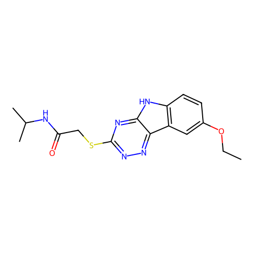 N-Isopropyl-2-(8-ethoxy-5H-1,2,4-triazino[5,6-b]indole-3-ylthio)acetamide structure