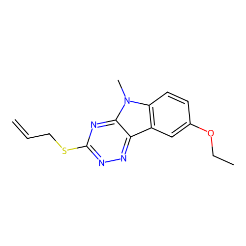 8-Ethoxy-5-methyl-3-prop-2-enylsulfanyl-[1,2,4]triazino[5,6-b]indole structure