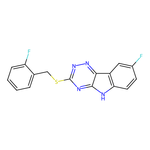 2H-1,2,4-Triazino[5,6-B]indole, 8-fluoro-3-[[(2-fluorophenyl)methyl]thio]- structure