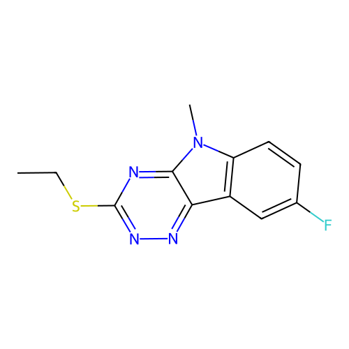 3-(ethylthio)-8-fluoro-5-methyl-5H-[1,2,4]triazino[5,6-b]indole structure